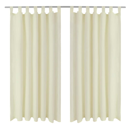 2-pack gardiner med öglor i gräddvit microsatin 140 x 175 cm