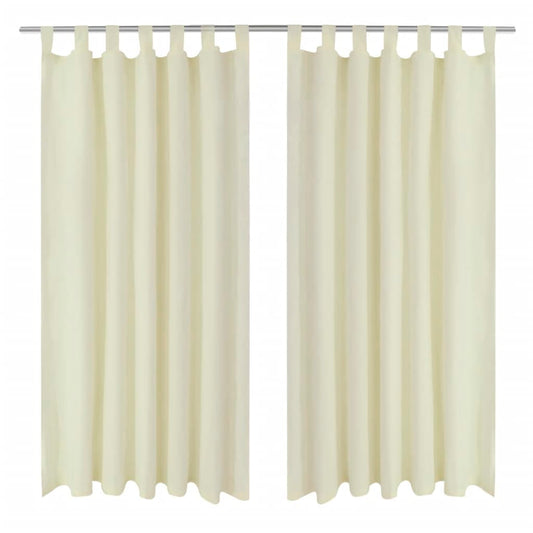 2-pack gardiner med öglor i gräddvit microsatin 140 x 245 cm