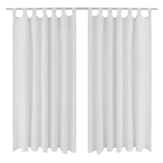 2-pack gardiner med öglor i vit microsatin 140 x 175 cm