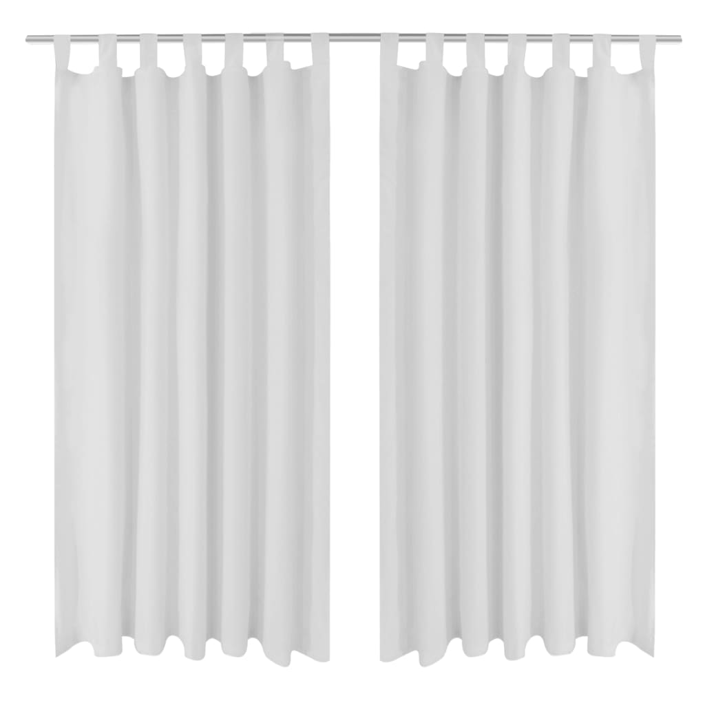 2-pack gardiner med öglor i vit microsatin 140 x 225 cm