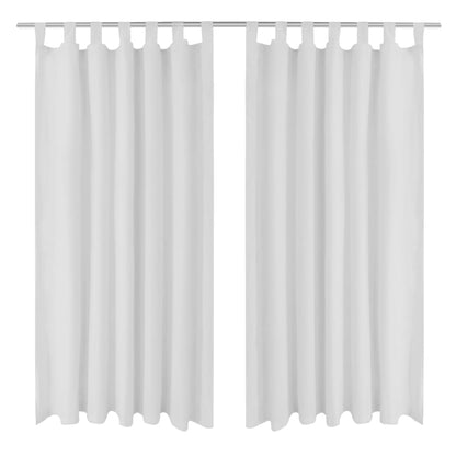 2-pack gardiner med öglor i vit microsatin 140 x 225 cm