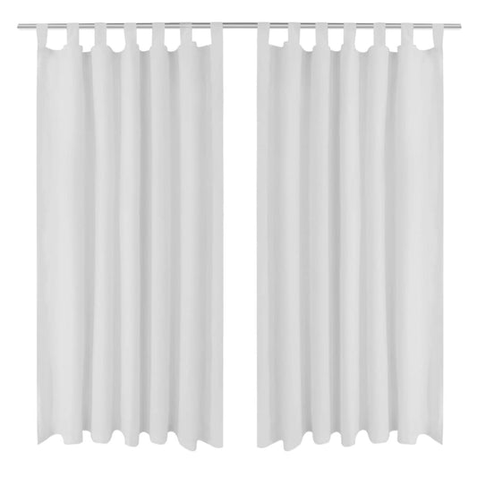 2-pack gardiner med öglor i vit microsatin 140 x 245 cm