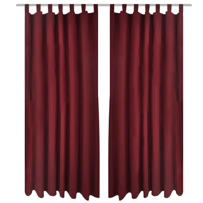 2-pack gardiner med öglor i vinröd microsatin 140 x 175 cm