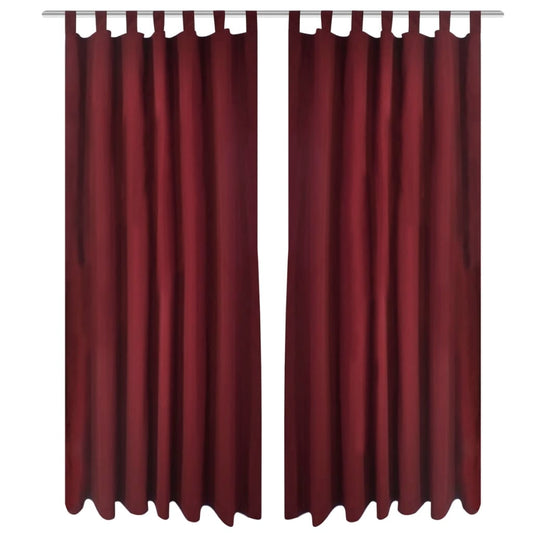 2-pack gardiner med öglor i vinröd microsatin 140 x 225 cm