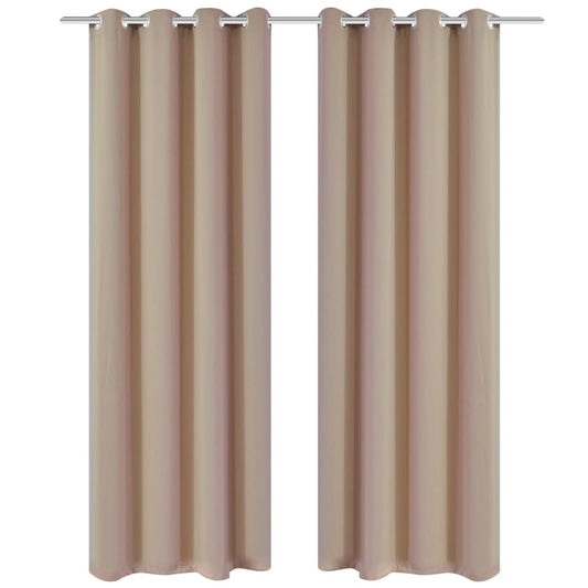 2-pack gräddvita mörkläggningsgardiner med metallringar 135 x 245 cm