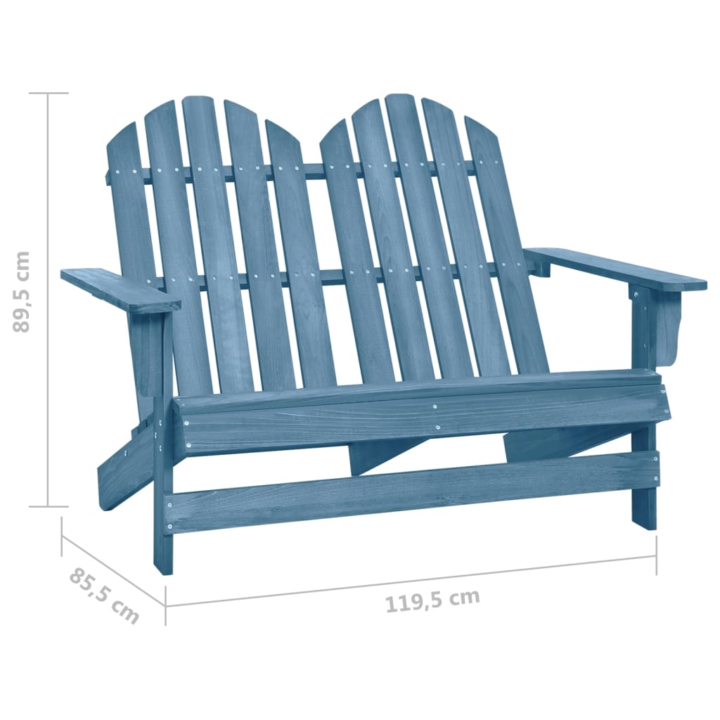 Adirondackstol 2-sits massivt granträ blå