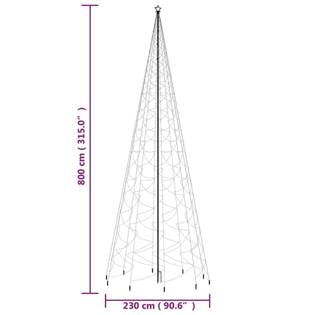 Julgran med markspett 3000 kallvita lysdioder 800 cm