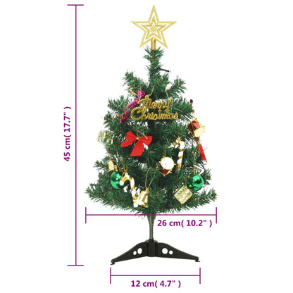 Belyst mini plastgran med 20 LEDs grön 45 cm
